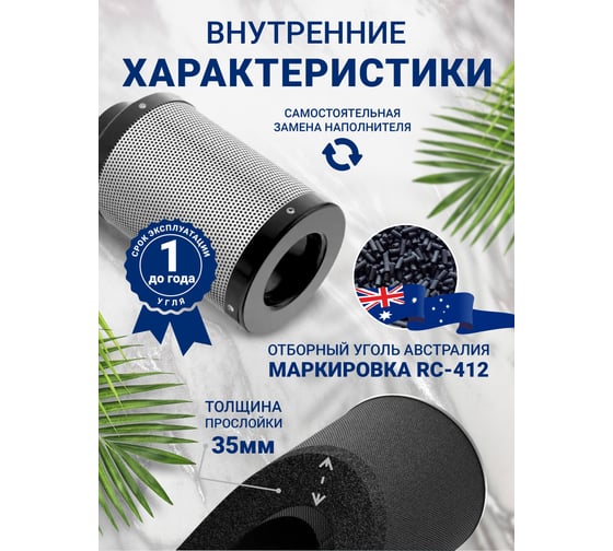 Угольный фильтр VENTSFERA Hydra carbon 150/450, D150mm/H450mm Hydra150/450