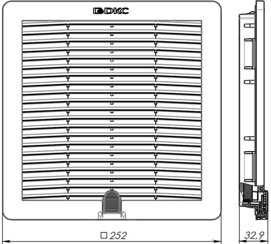 Вентиляционная решетка с фильтром DKC RF 325x325 мм, IP54, RAL9005 1 ШТ R5RF20B