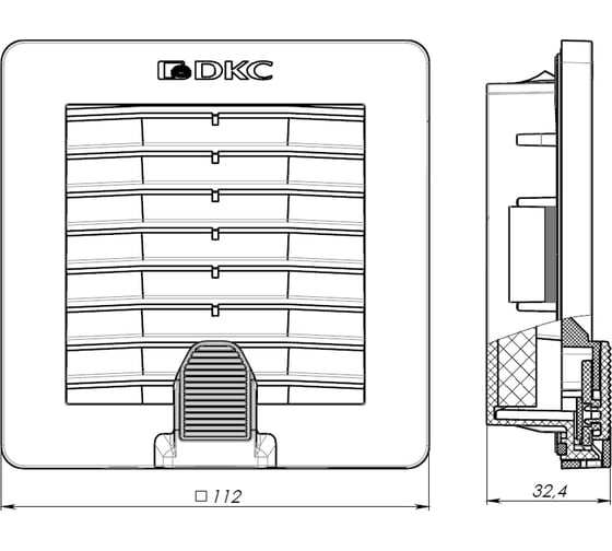 Вентиляционная решетка с фильтром DKC RF 112x112 мм, IP54, RAL9005 1 ШТ R5RF08B