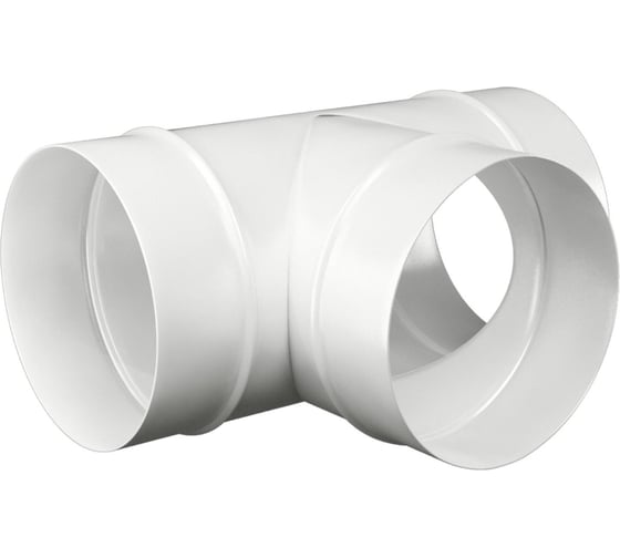 Тройник для круглых воздуховодов KRAFTAIR 100 мм из белого ABS пластика Тройник 100 Ф 1