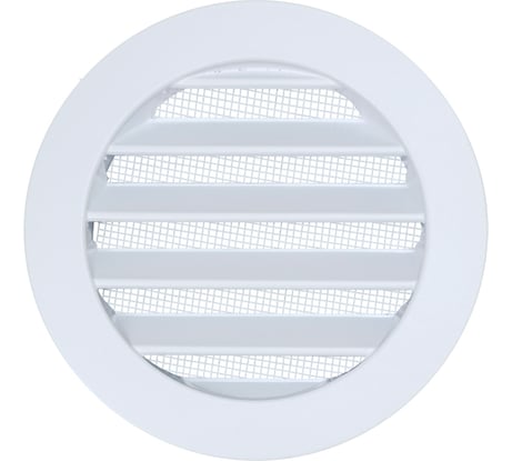 Решетка ARIUS металлическая наружная уличная, круглая, белая RAL9016M, диаметр фланца 100 мм, с анти 136218