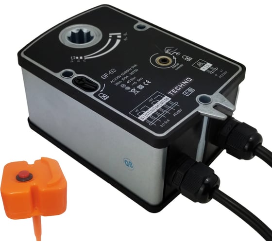 Электропривод противопожарный с пружиной TECHNO SF-03DFS/24V 3Nm, ON/OFF, 2SPDT, S(72С), 24AC/DC 423015 1