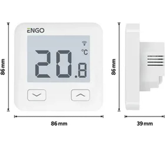 Терморегулятор ENGO controls проводной, программируемый, встраиваемый, с возможностью подключения выносного датчика, с возможностью подключения к WI-FI, белый E10-W