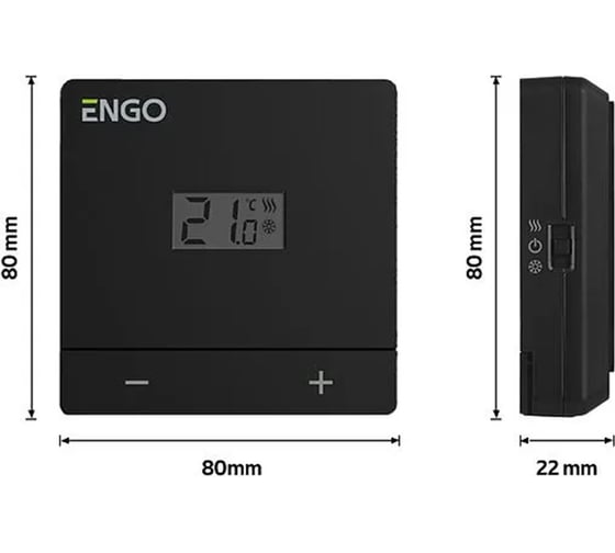 Терморегулятор ENGO controls проводной, накладной, 230В, черный EASY230B