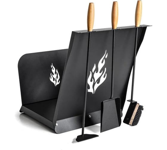 Каминный набор с дровницей (совок кочерга щетка) для бани дома и печи КН 0-3Д GRATAR 1