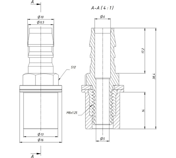 Самоуплотняющийся фитинг R-8/10 REXFABER ACC00920