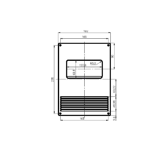 Площадка торцевая горизонтальная пластиковая с решеткой 612ПТГР (180x250 мм; фланец 60x120 мм) ERA 88-328