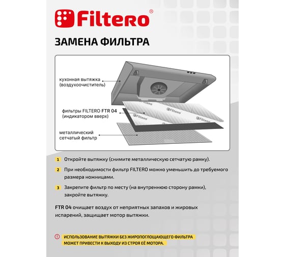 Набор фильтров для вытяжек FTR 04 FILTERO 05204