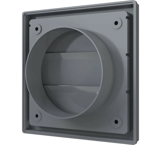 Решетка вытяжная с гравитационными жалюзи 1515К10Ф (150x150 мм; фланец D100; ASA-пластик; серый) ERA 88-065