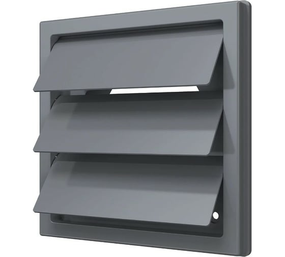 Решетка приточно-вытяжная с гравитационными жалюзи 1515К12.5Ф (150x150 мм; фланец D125; ASA-пластик; серый) ERA 90-02060