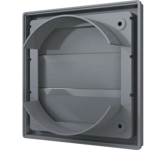 Решетка приточно-вытяжная с гравитационными жалюзи 1515К12.5Ф (150x150 мм; фланец D125; ASA-пластик; серый) ERA 90-02060