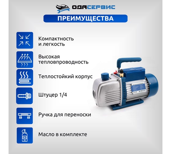 Насос двухступенчатый вакуумный 180 л/мин ОДА Сервис ODA-2VP180