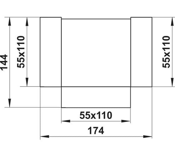 Тройник для плоских воздуховодов (90 град., 55х110 мм) ORE 4607122242392