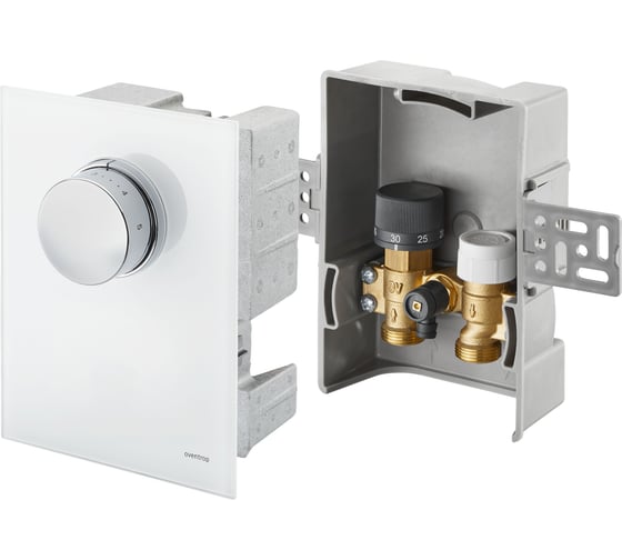 Набор терморегулятора Unibox T-RTL, 7-28 С, 10-40 C, крышка белое стекло OVENTROP 1022770