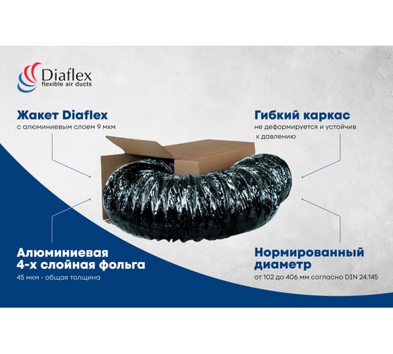Воздуховод гибкий DFA/черный-406 406 мм, 10 м Diaflex УФ-01002377
