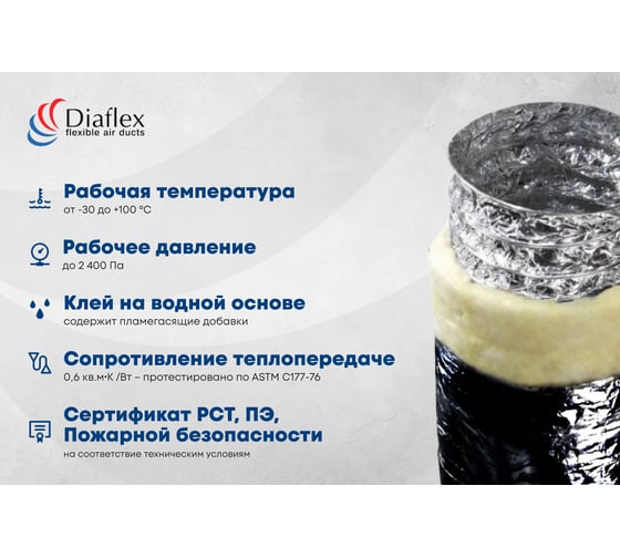 Воздуховод гибкий ISODFA/черный-406 406 мм, 10 м Diaflex УФ-01002386