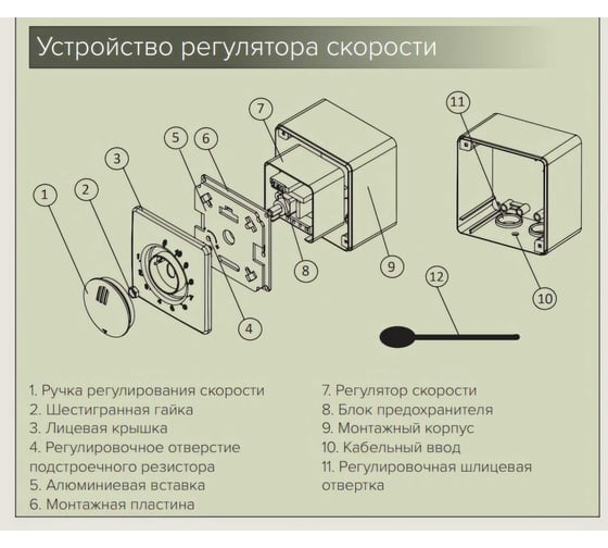 Регулятор скорости внутренний монтаж, максимальный ток нагрузки 2,5 А ERA РС-В 2,5А 87-627