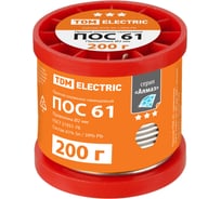 Припой ПОС 61, проволока, ГОСТ 21931-76, 2 мм, 200 г, катушка, инд. упак., "Алмаз" TDM ELECTRIC SQ1025-1808