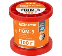 Припой TDM ELECTRIC ПОМ-3, проволока, мм, 100 г, катушка, индуальна упаковка, серия Алмаз SQ1025-1814