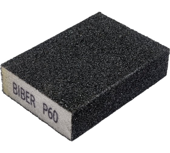 Губка шлифовальная четырехсторонняя р60, 100x70x25мм (25/250) Biber 70671 тов-149931
