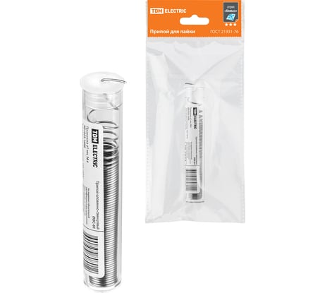 Припой ПОС 61, проволока, ГОСТ 21931-76, 1 мм, 16 г, колба, серия "Алмаз" TDM ELECTRIC SQ1025-1606