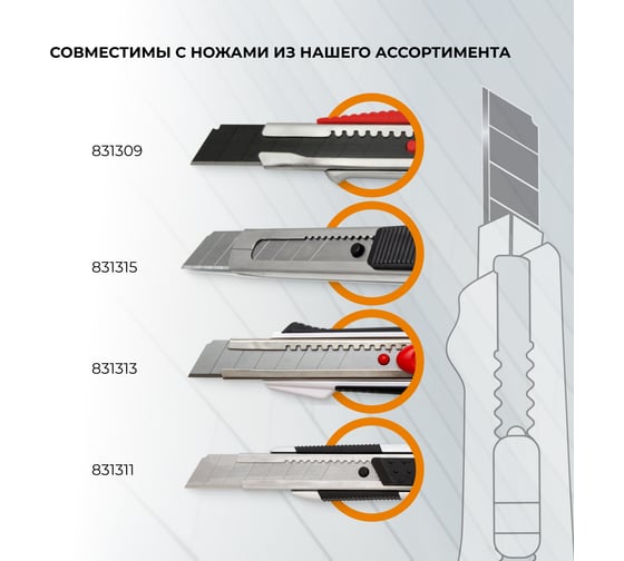 Лезвия для ножей сегментированные,с воронением, 9 мм, 5 шт. RAGE by VIRA 831494