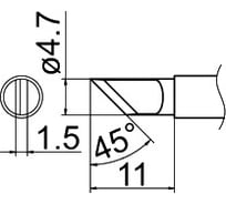 Наконечник T12-KL для станций FX-950/FX-951/FX-952/FM-203 HAKKO 100027