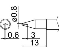 Наконечник T12-DL08 для станций FX-950/FX-951/FX-952/FM-203 HAKKO 100018