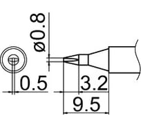 Наконечник T12-D08 для станций FX-950/ FX-951/FX-952/FM-203 HAKKO 100012