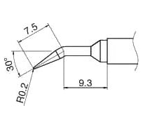 Наконечник T12-JL02 для станций FX-950/FX-951/FX-952/FM-203 HAKKO 100025