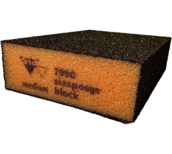 Абразивная губка 7990 siasponge block 4-сторонняя, жесткая, standard, 69x98x26 мм, medium, оранжевая 0070.1242.03 ca Deltatools 06-3894