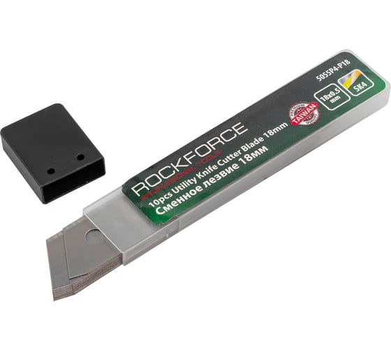 Набор лезвий сменных 18 мм, 10 предметов, в пластиковом футляре Rockforce RF-5055P4-P18