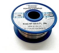 Припой E Sn63Pb37 флюс ФР 544-2-Т1 1.0 мм, 100 г ИЗАГРИ