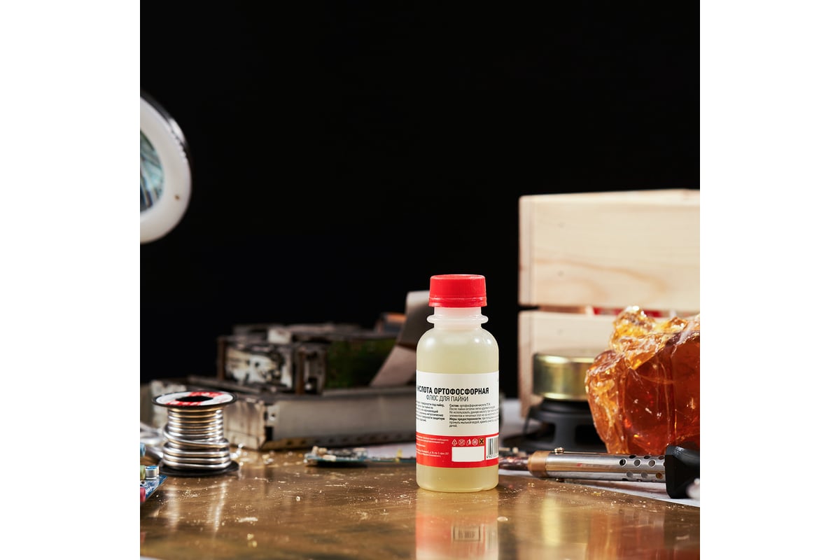 Флюс для пайки Rexant Кислота Ортофосфорная 100 мл флакон 09-3637 ...