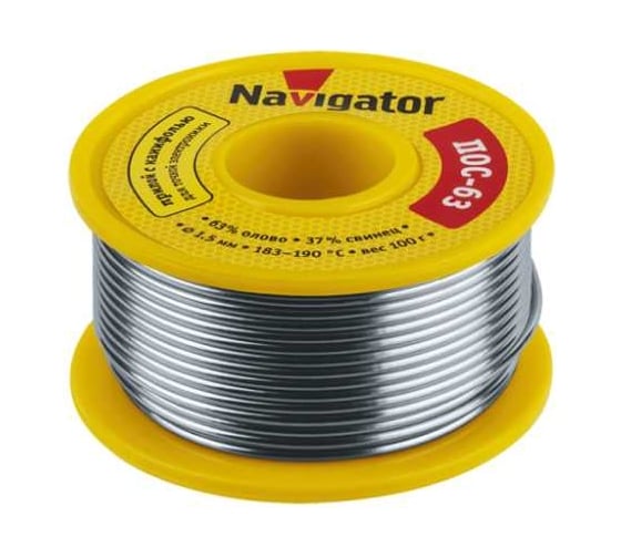 Припой 93 782 NEM-Pos05-63K-1.5-K100 ПОС-63 катушка, 1.5 мм, 100 г Navigator 28828