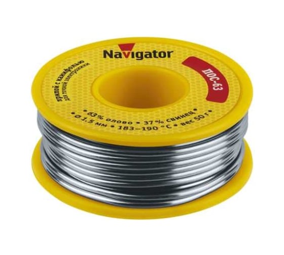Припой 93 781 NEM-Pos05-63K-1.5-K50 ПОС-63, катушка, 1.5 мм, 50 г Navigator 28827