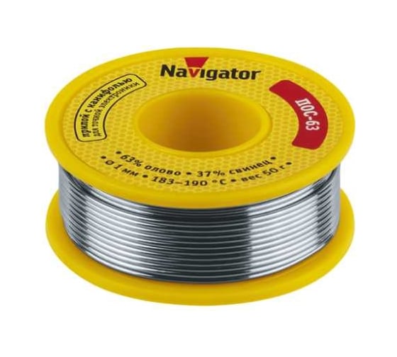 Припой 93 776 NEM-Pos05-63K-1-K50 ПОС-63, катушка, 1 мм, 50 г Navigator 28822