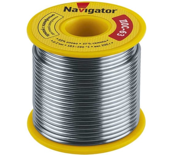 Припой 93 788 NEM-Pos05-63K-2-K200 ПОС-63, катушка, 2 мм, 200 г Navigator 93788 1
