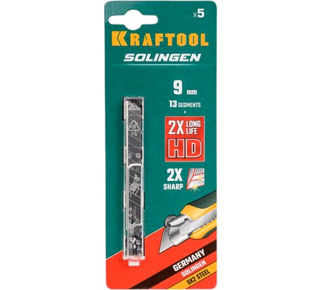 Лезвия сегментированные сменные KRAFTOOL SG-9 5 шт, 9 мм, 13 сегментов 09601-09-S5_z02