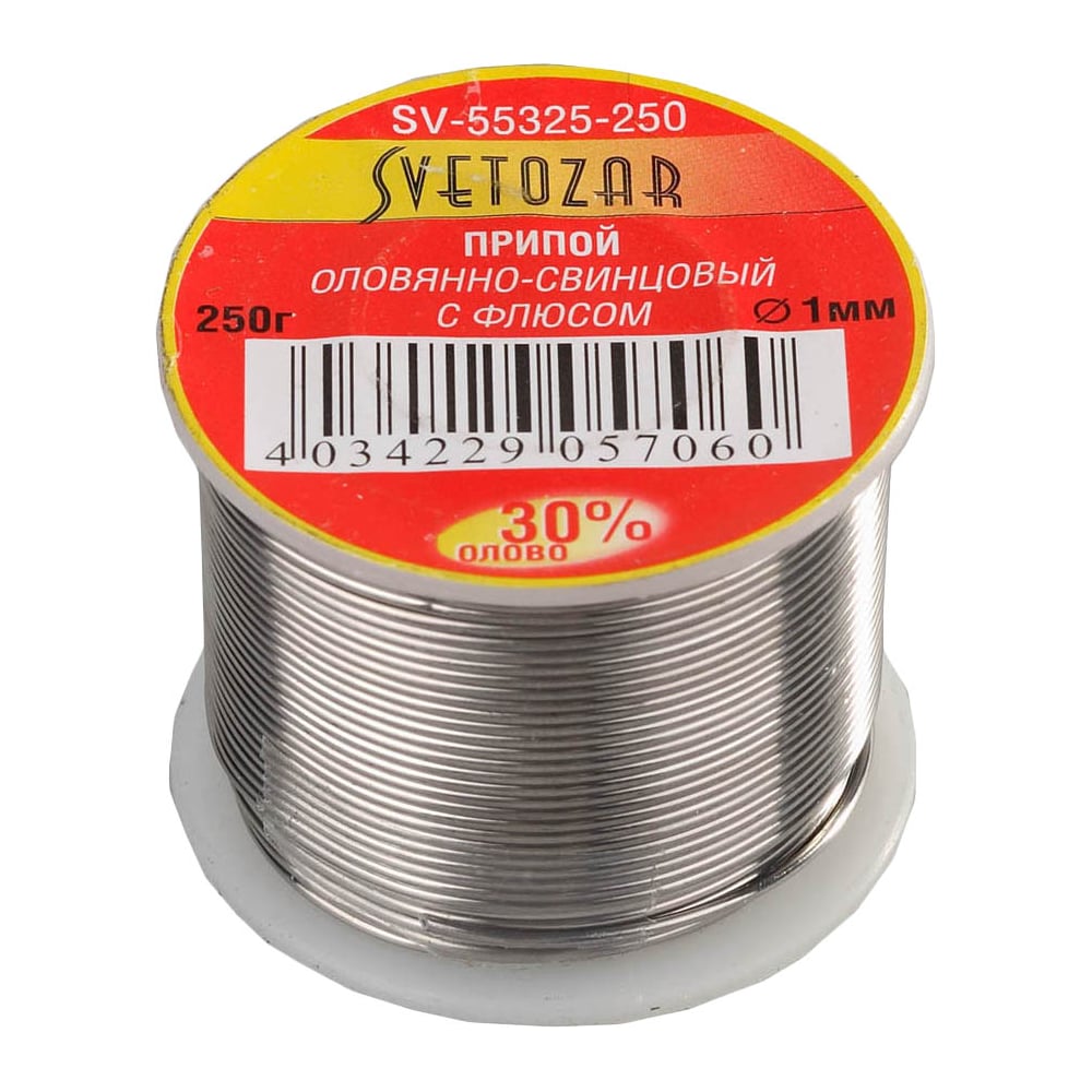 Оловянно-свинцовый припой Светозар 30% Sn 70% Pb 250 гр SV-55325-250 ...