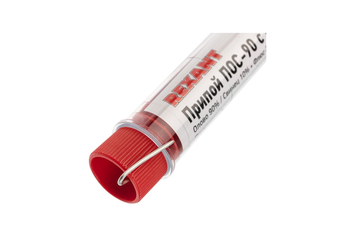 Припой с канифолью ПОС-90 (10 г; 1.0 мм) колба REXANT 09-3102 ...