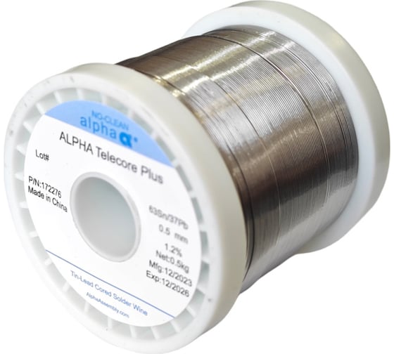 Припой трубчатый TELECORE PLUS 0.5 мм, 0.5 кг (SN63/PB37, 1.2%, FT-2002) ALPHA 172276