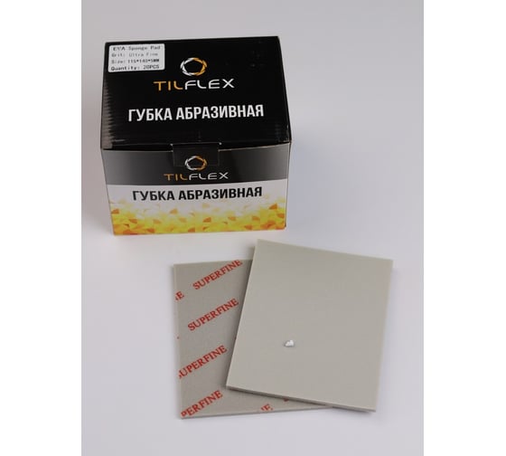Односторонняя шлифовальная губка TILFLEX  на плотной вспененной основе, 115x140x5 mm, SUPERFINE, 20 шт. TL21/20