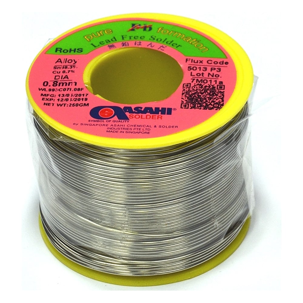 Припой (0.8 мм, 0.25 кг, Sn99,3/0,7Cu, 5013 флюс безотм., RMA бессв ...