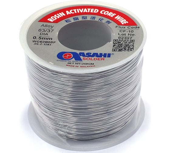 Припой (0.5 мм, 0.25 кг, Sn63/Pb37, CF10, флюс RA) ASAHI 00-00000060