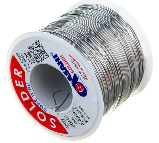 Припой (0.6 мм, 0.25 кг, Sn60/Pb40, FC5000, флюс безотм. RMA) ASAHI 00-00001186