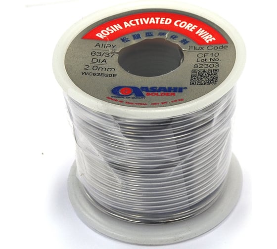 Припой (2 мм, 0.5 кг, Sn63/Pb37, CF10 флюс RA) ASAHI 00-00001196