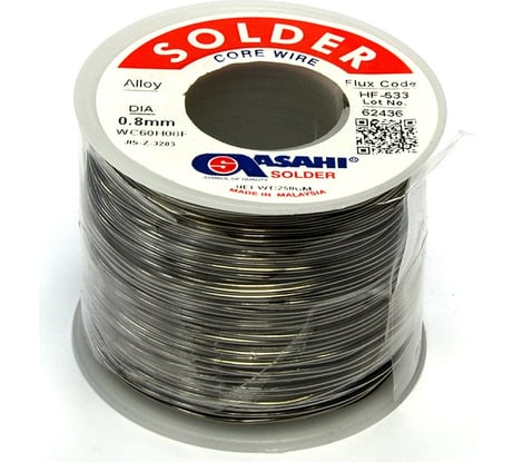 Припой (0.8 мм, 0.25 кг, Sn63/Pb37, HF533 флюс безотм. RMA) ASAHI 00-00000299
