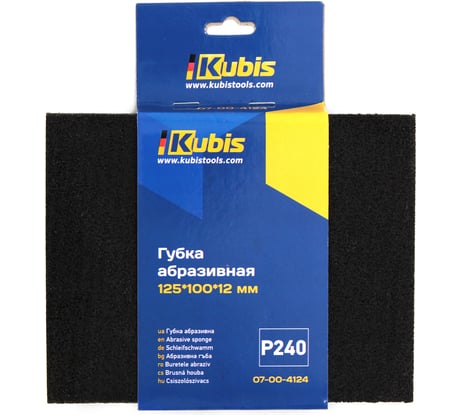 Губка абразивная Р240, 125х100х12 мм KUBIS 07-00-4124