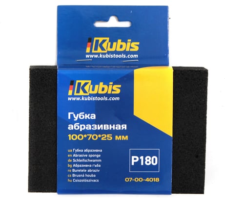 Губка абразивная Р180, 100х70х25 мм KUBIS 07-00-4018